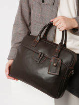 Business Bag Foulonn� Leather Etrier Brown foulonne EFOU8151-vue-porte