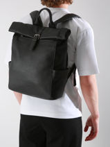 Sac � Dos Spider 2 Compartiments Cuir Etrier Noir spider ESPI8102-vue-porte