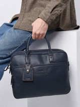 2-compartment Business Bag Foulonn� Leather Etrier Blue foulonne EFOU8152-vue-porte